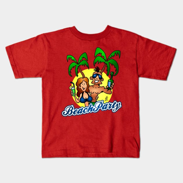 Beach party Kids T-Shirt by Cardvibes